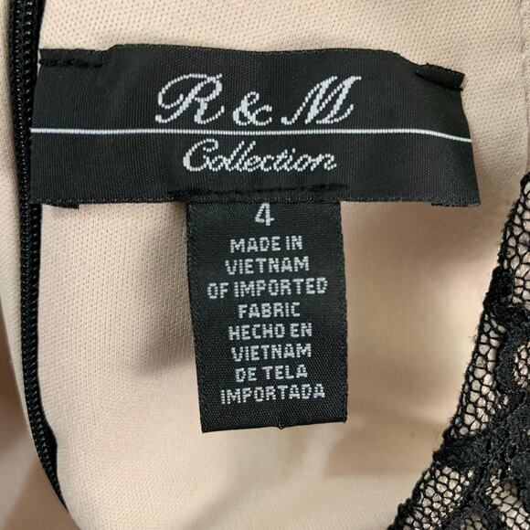 Vintage R&M Collections Sz 4 Nightway Lace Nude Glitter Black Evening Dress - Picture 10 of 11